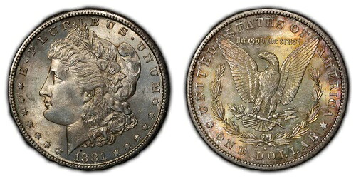 1881-S 1ドルモルガン銀貨 - オリジナルネオントーン - SKU-Z2563