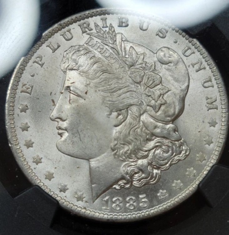1885年 O モルガン銀貨 $1 NGC MS64 オリジナルバッグフラグメント ブラックコア *H568