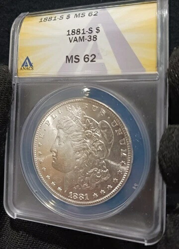 1881年 S モーガン シルバードル * ブリリアントホワイト - ルックス PL * MS 62 VAM-38