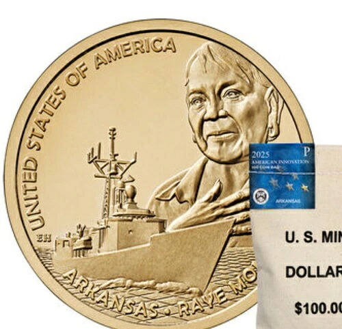 2025年アーカンソー州未流通1ドル硬貨（P + D）。合計（50ペンス、50ドル）\u003d25ペンス+25ドル