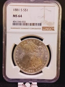1881 S NGC MS 64 モルガン銀貨