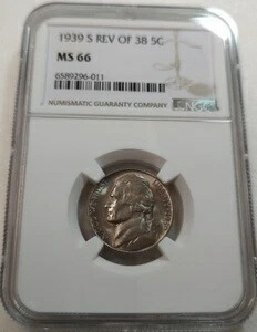 1939-S REV OF 38 ジェファーソン 5セントニッケル NGC MS66 #6589296-011