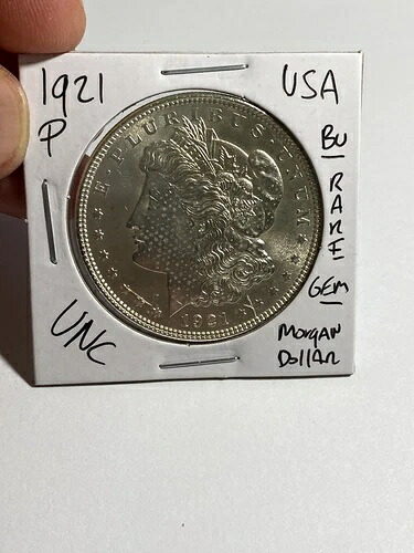 1921年 P 米国モルガン銀貨 - GEM / BU
