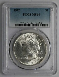 1922年ピースシルバーダラーPCGS MS64