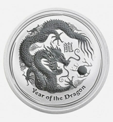 2012年 オーストラリア 2ドル銀貨 龍年 2オンス 銀貨 0.999ドル カプセル入り