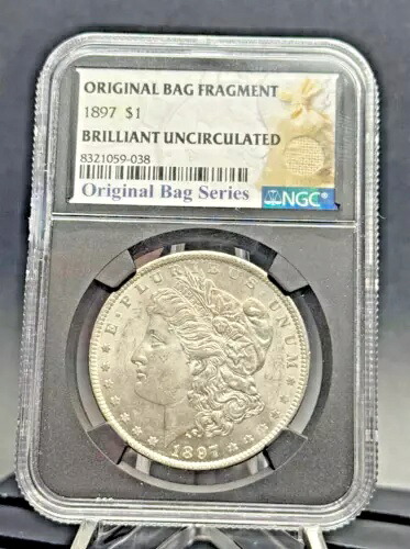 1897年モルガン・ダラー NGC BU ? ミントバッグ破片展示品 ???