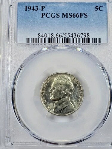 1943-P ジェファーソン ニッケル 5C PCGS MS66FS - フルステップ シルバー ウォーニッケル