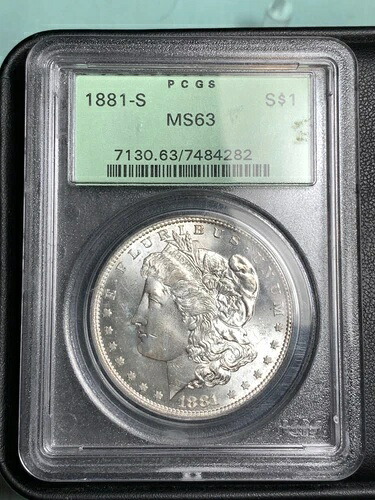 1881-S $ モーガン シルバー ドル OGH PCGS MS63「オールド グリーン ホルダー」