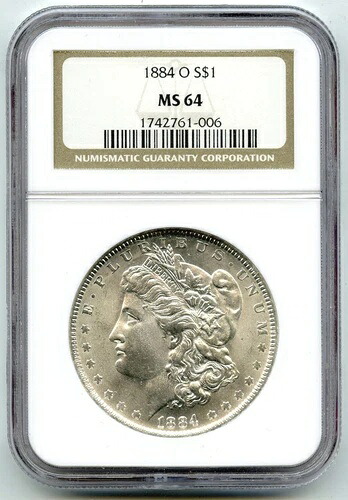 1884-O モルガン銀貨 NGC MS 64 認定 - ニューオーリンズ造幣局 - L41