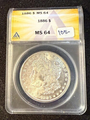 1886年 モルガン・ダラー ANACS MS 64