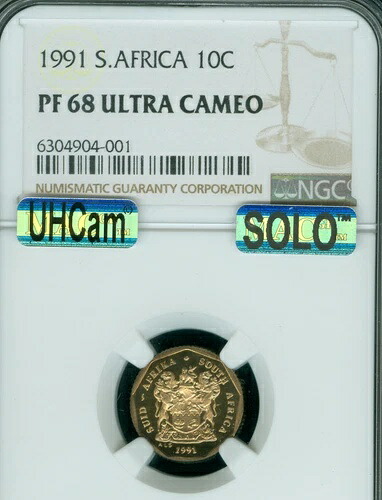 1995年 南アフリカ 10セント NGC PF68 MAC UCam 2ND 最高級グレード & MAC スポットレス *