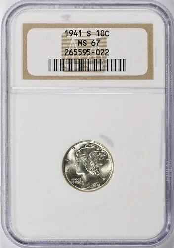 1941-S マーキュリーダイム NGC MS67