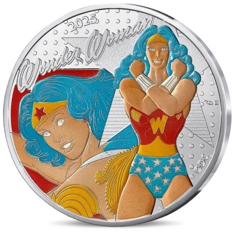 フランス 50ユーロ 銀貨 コミック ワンダーウーマン 2025 未流通コイン