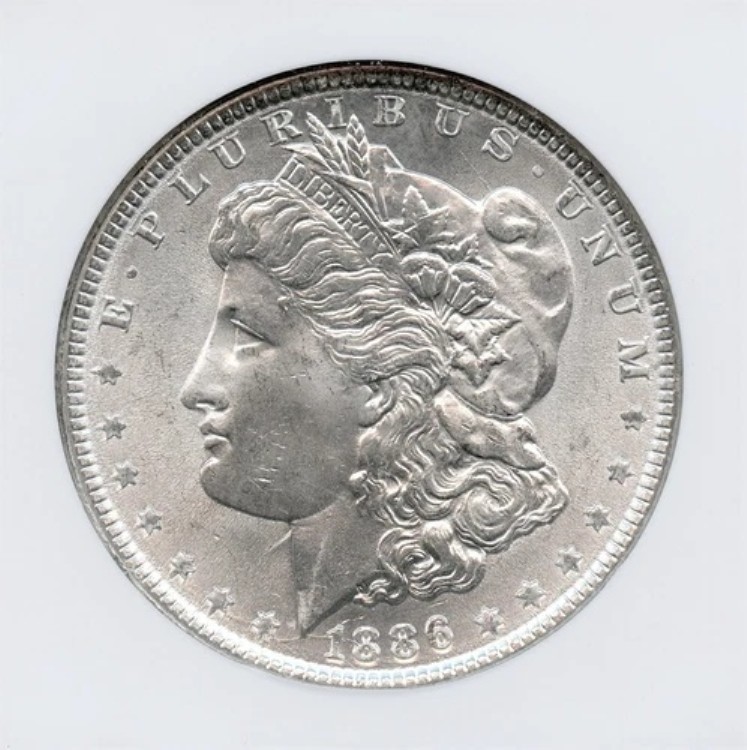 1886年モルガン・ダラー、NGC MS64
