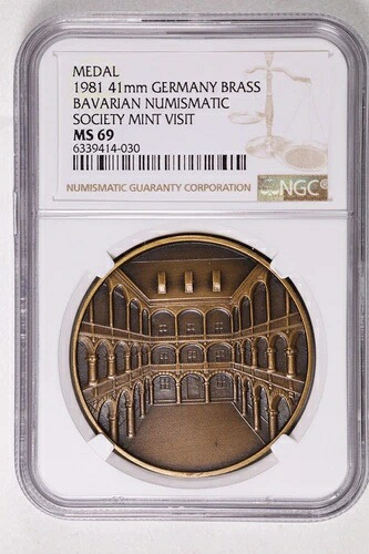 1981年 ドイツ バイエルン貨幣協会 造幣局訪問 真鍮メダル - NGC MS 69