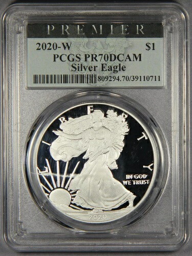 2020-W シルバーイーグルドル プレミア PCGS PR70 DCAM 1ドル * 58,685円