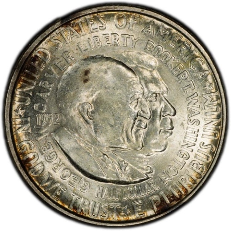 1952年 90%銀 ワシントン・カーバー ハーフダラー PCGS MS64 ラスター KM200 クラシック FS