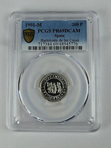 1991 スペイン シルバー 200 ペセタス バルトロメ デ ラス カサス - PCGS PR 69 DCAM