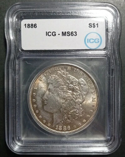 1886年 - 1ドルモルガン銀貨 - ICG MS63 - 軽いリムトーニング！送料無料！(S1)