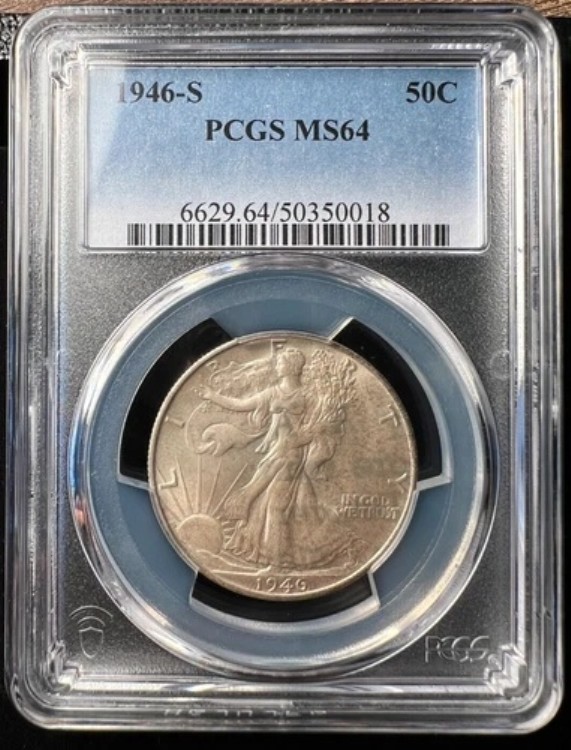 1946-S 50セント ウォーキング リバティ ハーフ ドル PCGS MS64、未使用