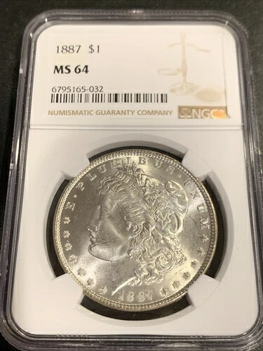 1887年 モルガン銀貨 $1 NGC MS64 90% 銀 美しいストライク