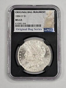 1884-O モルガン銀貨 NGC MS63 オリジナルバッグフラグメント ブラックラベル