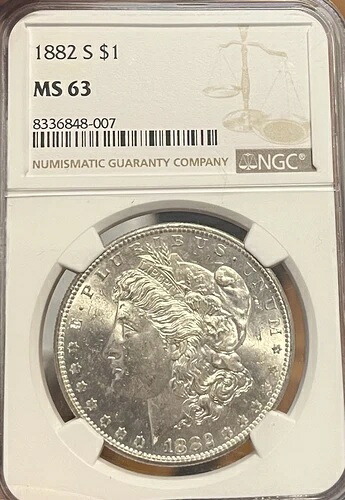 1882-S NGC MS63 モルガン銀貨