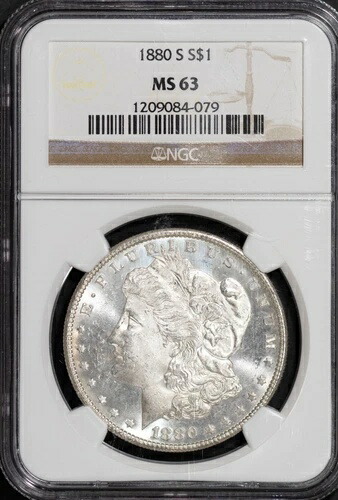 1880-S 1ドル銀モルガンドル MS 63 NGC # 1209084-079 + ボーナス