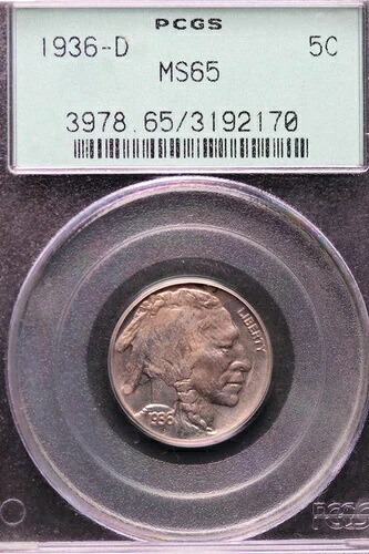 1936年 D バッファローニッケル PCGS MS65 オールドグリーンホルダー - *DoubleJCoins* JL1100-127
