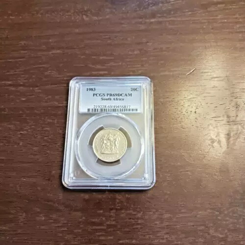 1983年南アフリカ20セント硬貨PR69DCAM。トップポップ1/2。