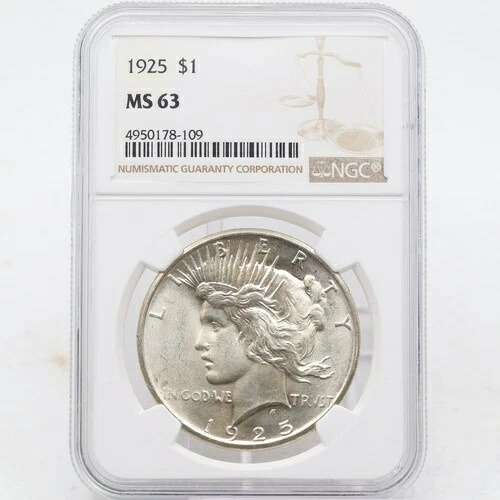 1925年 ピースダラー MS63 NGC 90% シルバー フィラデルフィア 58,685円