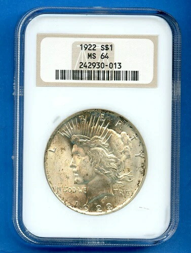 1922 P NGC MS64 ピースシルバードル 1ドル 米国造幣局コイン 1922-P MS-64 オールドファッティ 106,700円