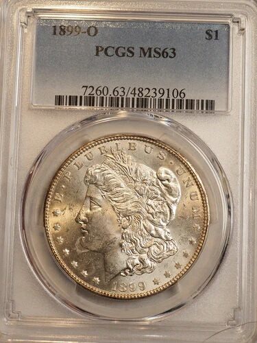 1899 O モーガン シルバー ダラー **PCGS MS63 ブライトホワイト 美品** 送料無料 9106