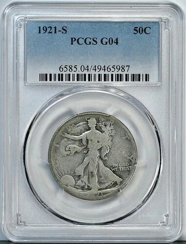 1921年 S ウォーキング・リバティ G04 PCGS グレード ハーフドル サンフランシスココイン 6585