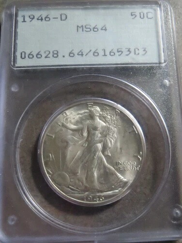 1946年 D ウォーキング リバティ ハーフ -- PCGS MS64 -- ブライトホワイト 106,700円