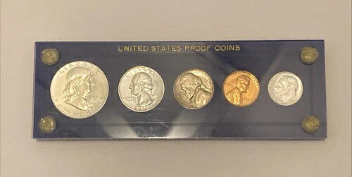 1955年米国プルーフセット（大文字プラスチックホルダー入り）5枚入り