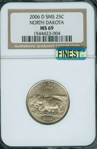 2006 D ノースダコタ クォーター NGC MS69 SMS MAC 最高級＆スポットレス *