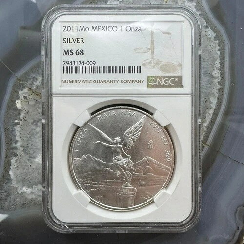 2011年 メキシコ 1オンス リベルタッド .999 純銀 NGC MS68 #2943174-009