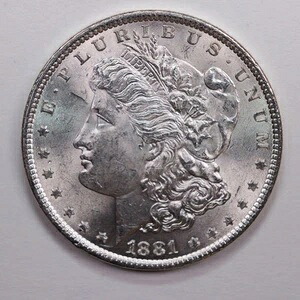 1881年モルガン銀貨、新品同様、状態良好、店頭販売番号：DR0624