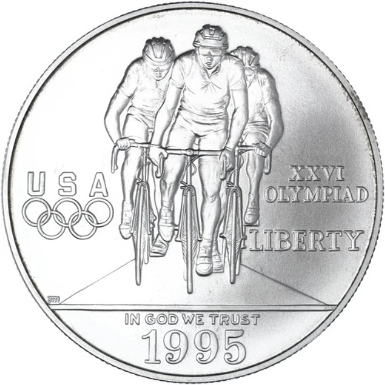 1995年 D アトランタオリンピック 自転車競技 BU 記念 90% 銀貨 写真参照 C771