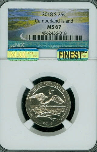 2018 S カンバーランド アイランド クォーター NGC MS67 PQ MAC FINEST MAC スポットレス。
