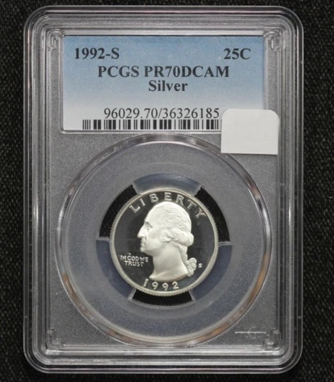 1992-S シルバープルーフ ワシントンクォーター PCGS PR-70 DCAM 302N