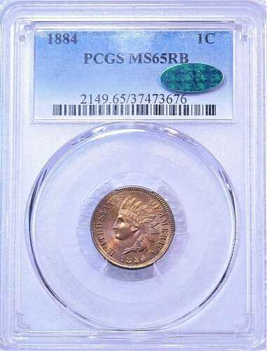 1884年製インディアンヘッドセント PCGS MS65RB 希少 CAC ゴールドレッド グレートラスター PQ #G867