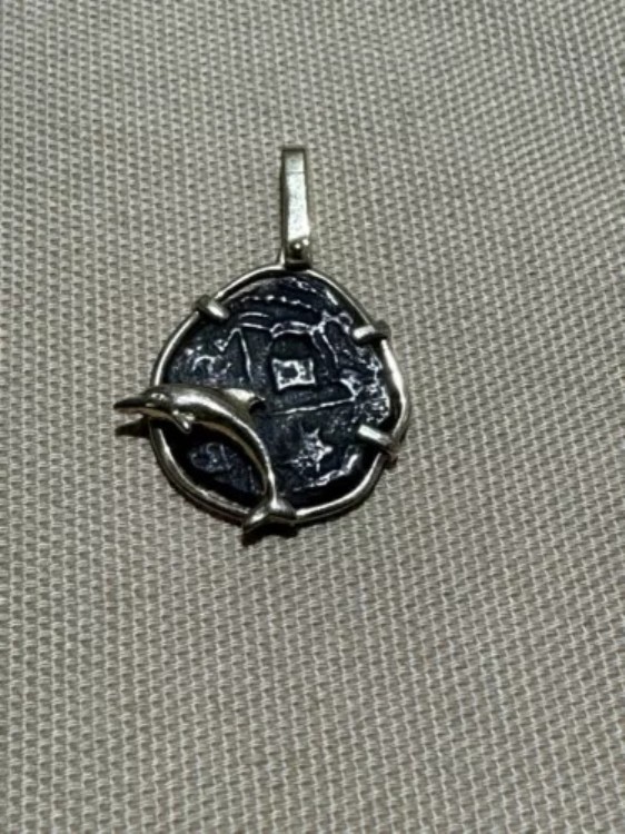 14金2レアルコイン スペインの難破船コイン 金ベゼル付き 非常に希少