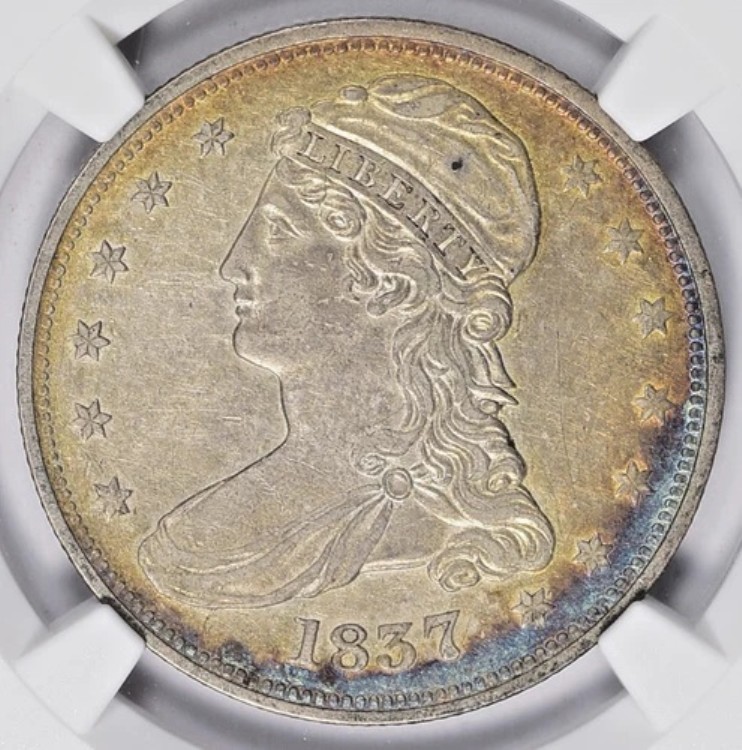 1837 GR-1 バスト ハーフ NGC AU53 R-5 - 高品質、非常に希少なダイ バラエティ!