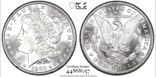 1883-CC モーガン PCGS MS65+ キー / 極めて希少 / 登録品質 AAA