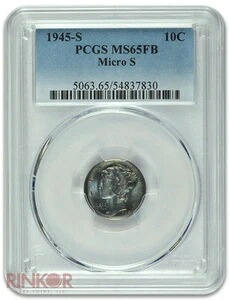1945-S マイクロS マーキュリーダイム PCGS MS 65 FB｜WORLD RESOURCE【KING店】