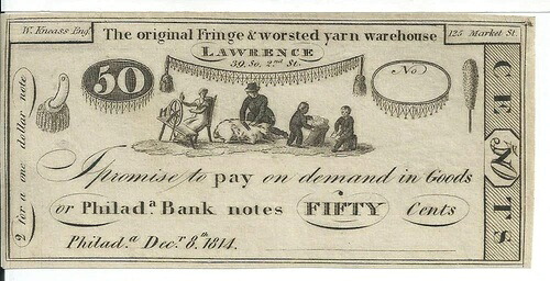 1814年 ペンシルバニア州ローレンス フリンジ ウーステッド ヤーン ウェアハウス 50セント｜WORLD RESOURCE【KING店】