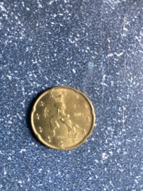 2002年イタリア発行の20セント硬貨（エラーあり）