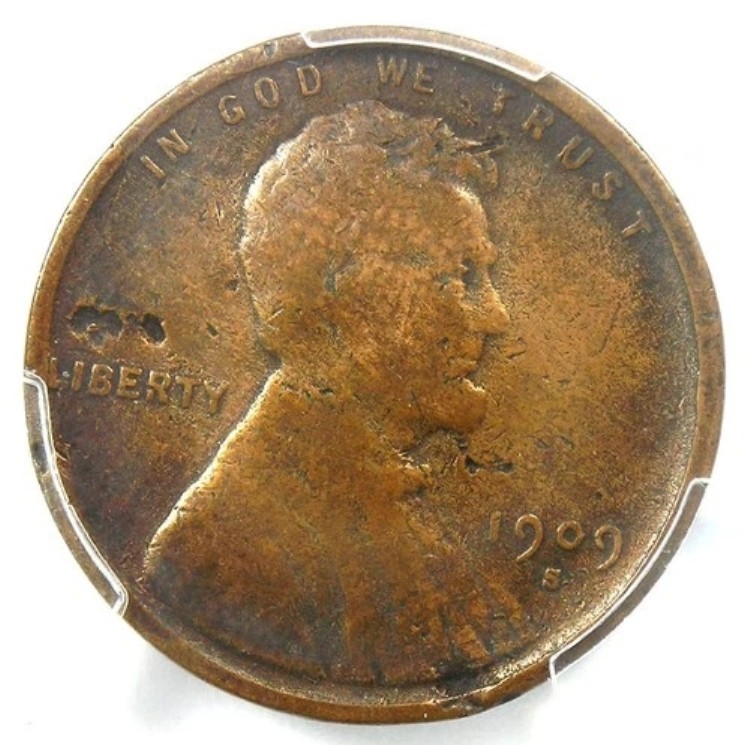 1909-S VDB リンカーン ウィート セント 1 セント ペニー - PCGS VG 詳細 - 希少なキー デート コイン!